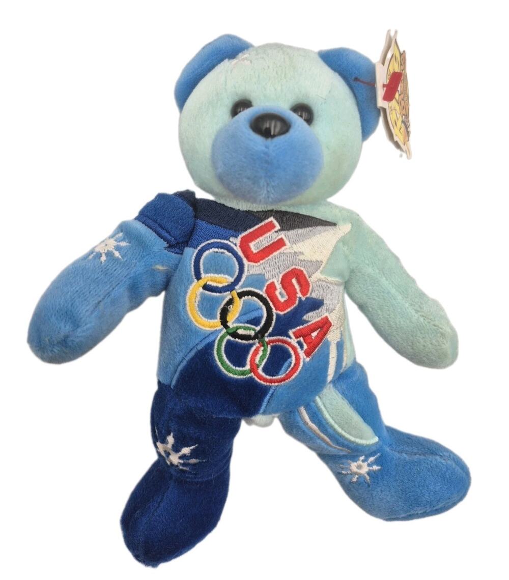 Authentic SLC 2002 Winter Olympics USA Team Ring Beans 8" Plush with Tag